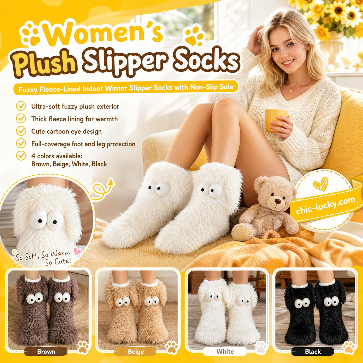 💗LAST DAY SALE 50% OFF⚡☁️Plush Slipper Socks – Ultra-Soft Fuzzy Socks with Grip-Dot Soles 🧦