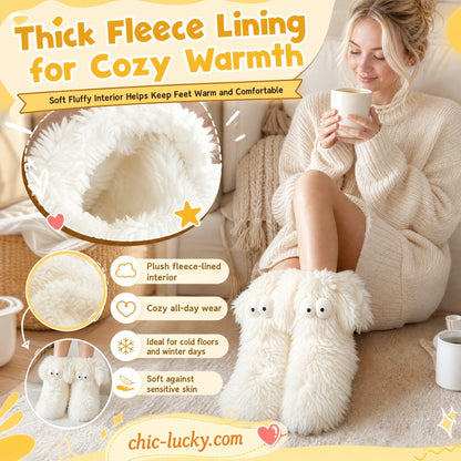💗LAST DAY SALE 50% OFF⚡☁️Plush Slipper Socks – Ultra-Soft Fuzzy Socks with Grip-Dot Soles 🧦
