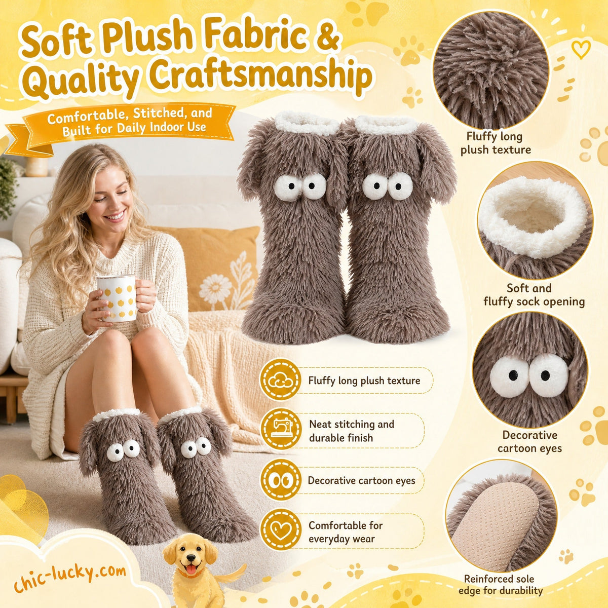 💗LAST DAY SALE 50% OFF⚡☁️Plush Slipper Socks – Ultra-Soft Fuzzy Socks with Grip-Dot Soles 🧦