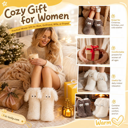 💗LAST DAY SALE 50% OFF⚡☁️Plush Slipper Socks – Ultra-Soft Fuzzy Socks with Grip-Dot Soles 🧦