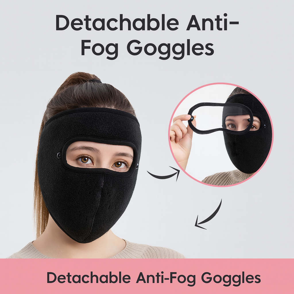 🥶 Winter Balaclava with Detachable Goggles – Fleece-Lined Full Face Mask for Cold Weather