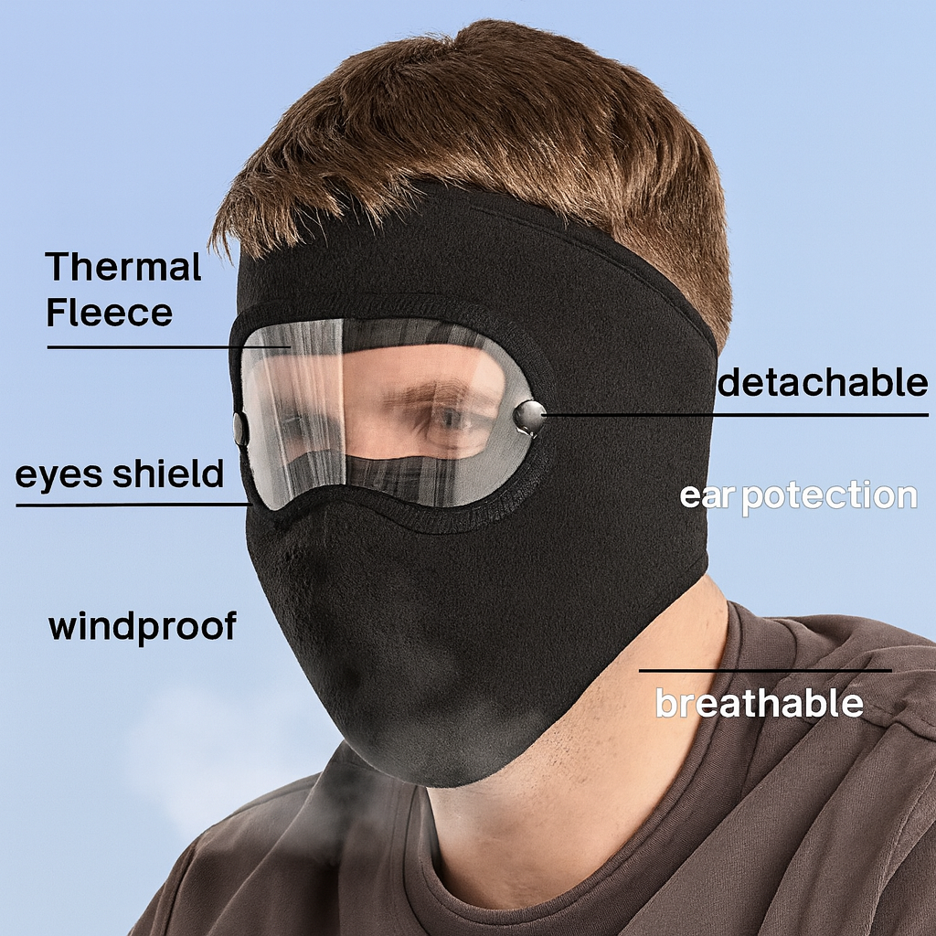 🥶 Winter Balaclava with Detachable Goggles – Fleece-Lined Full Face Mask for Cold Weather